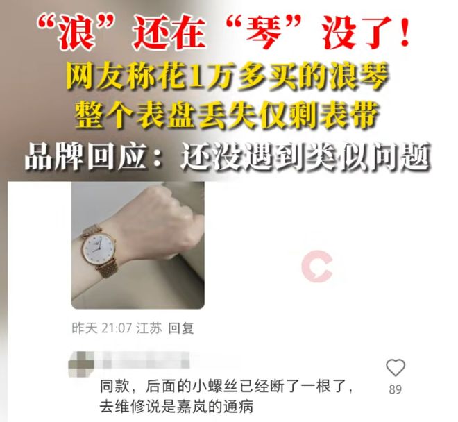 元的手表外出回到家仅剩表带！品牌回应“浪”还在“琴”没了！网友戴1万多(图4)